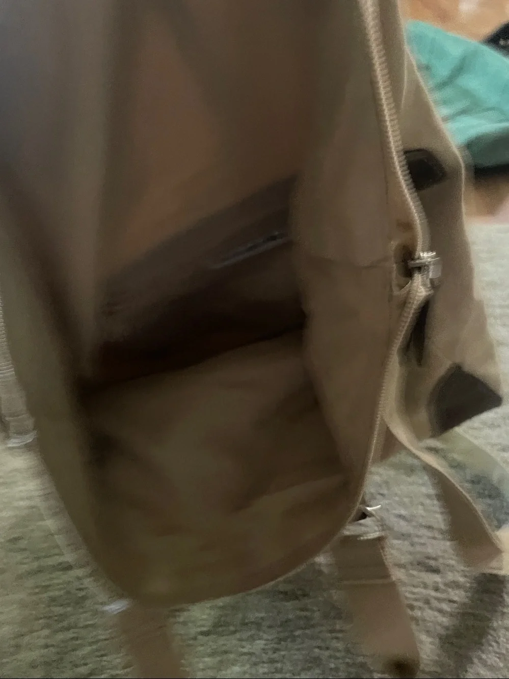 Canvas and Leather Tote Bag for Men - Beige with Brown Trim